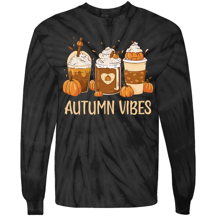 Pumpkin Spice Latte Fall Autumn Vibes Pumpkin Spice Coffee Tie-Dye Long Sleeve Shirt