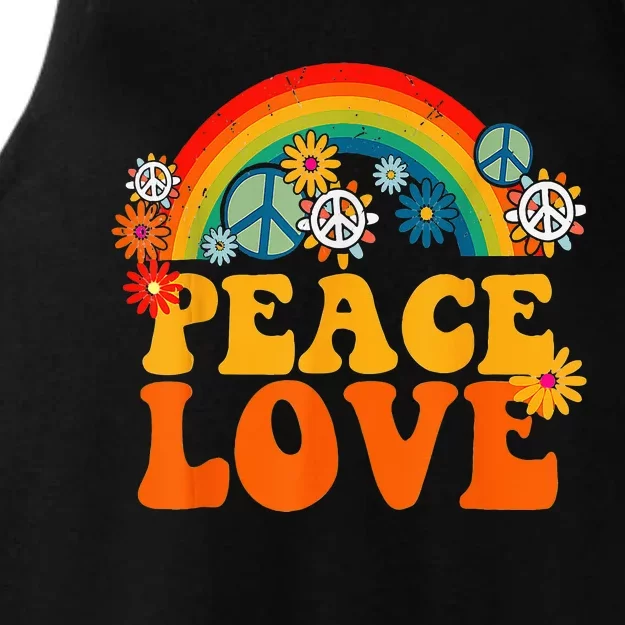 PEACE SIGN LOVE 60s 70s Tie Dye Hippie Halloween Costume Ladies Tri-Blend Wicking Tank