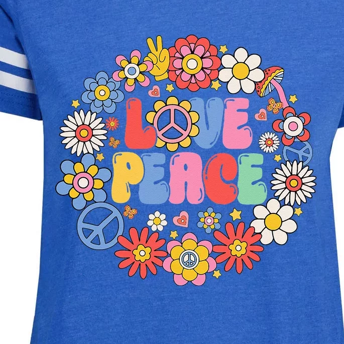 Peace Sign Love 60s 70s Love Peace Hippie Costume Enza Ladies Jersey Football T-Shirt