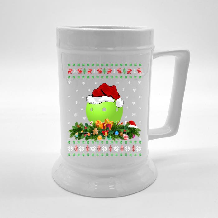 Pickleball Sports Lover Xmas Santa Ugly Pickleball Christmas Meaningful Gift Front & Back Beer Stein