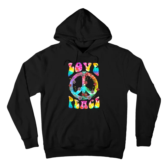 PEACE SIGN LOVE 60s 70s Tie Dye Hippie Costume Hoodie