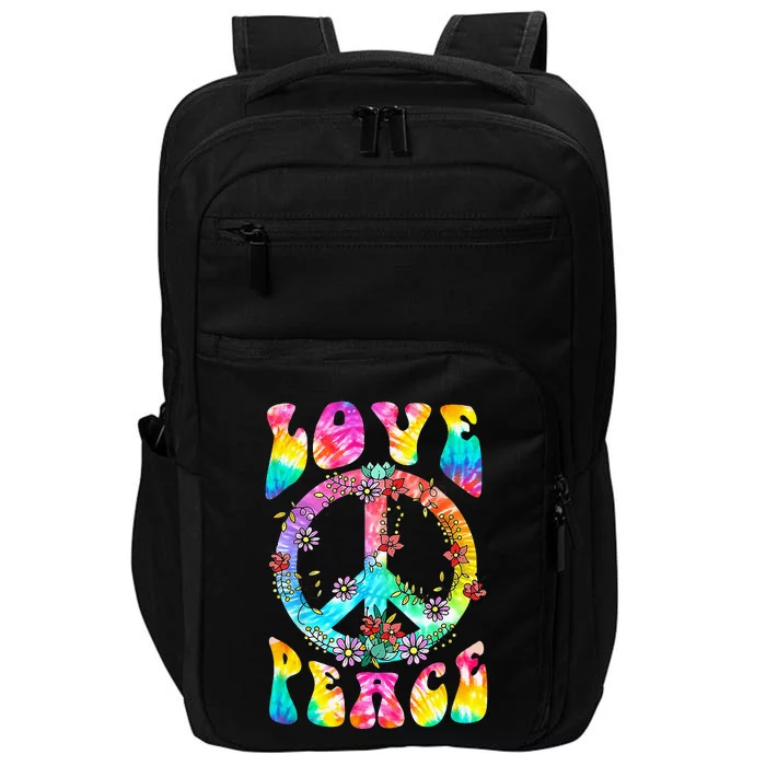 PEACE SIGN LOVE 60s 70s Tie Dye Hippie Costume Impact Tech Backpack