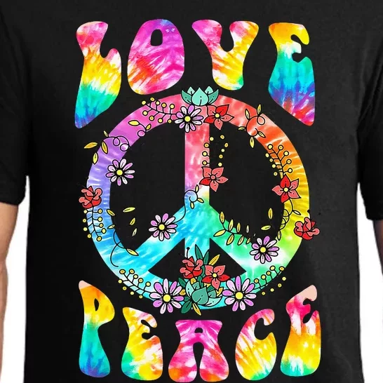 PEACE SIGN LOVE 60s 70s Tie Dye Hippie Costume Pajama Set