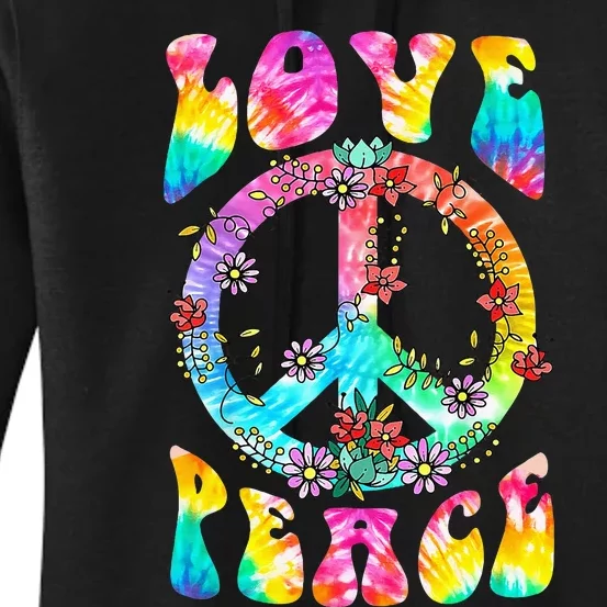 PEACE SIGN LOVE 60s 70s Tie Dye Hippie Costume Women's Pullover Hoodie