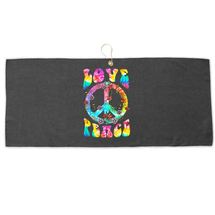 PEACE SIGN LOVE 60s 70s Tie Dye Hippie Costume Large Microfiber Waffle Golf Towel