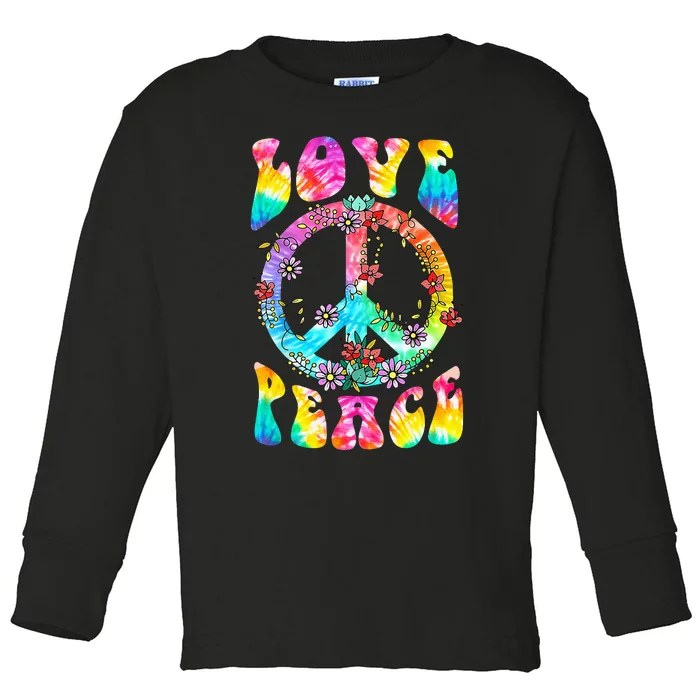 PEACE SIGN LOVE 60s 70s Tie Dye Hippie Costume Toddler Long Sleeve Shirt