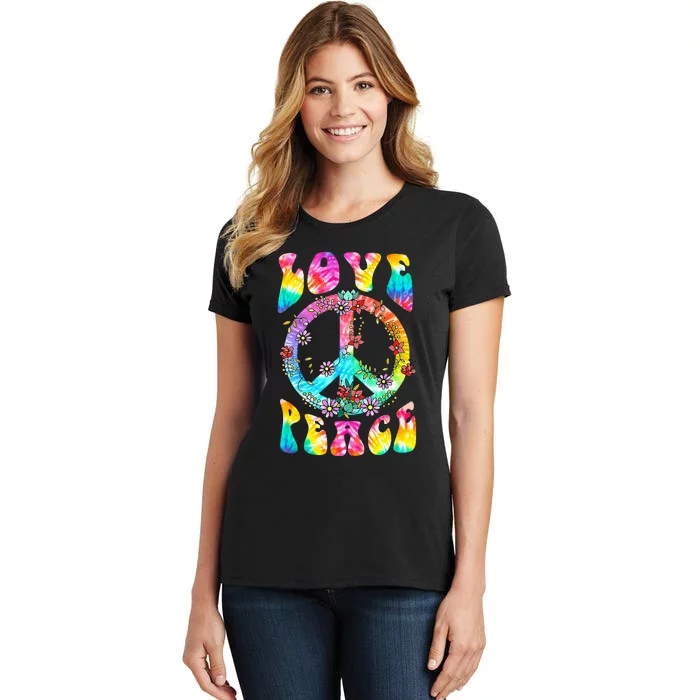 PEACE SIGN LOVE 60s 70s Tie Dye Hippie Costume Women's T-Shirt