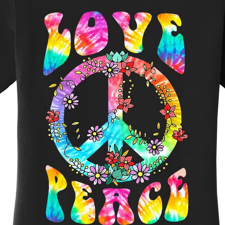 PEACE SIGN LOVE 60s 70s Tie Dye Hippie Costume Women's T-Shirt