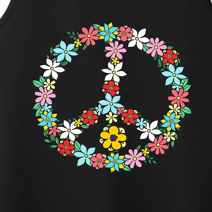 Peace Sign Love 60s 70s Tie Dye Hippie Performance Tank