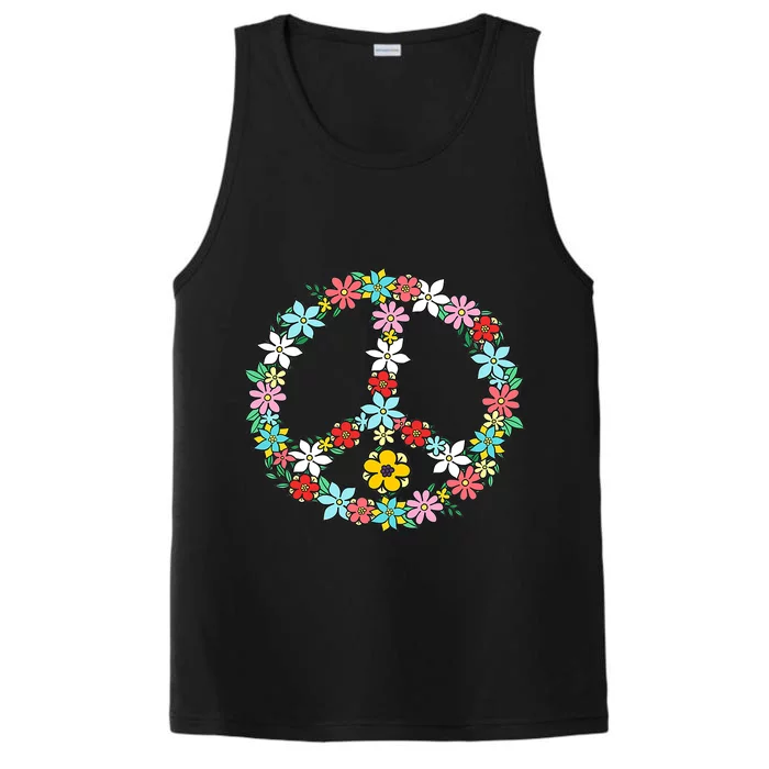 Peace Sign Love 60s 70s Tie Dye Hippie Performance Tank