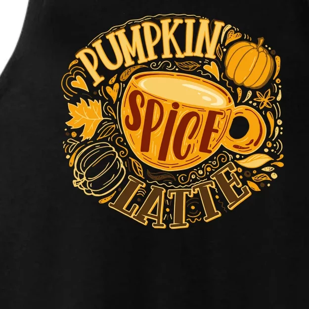 Pumpkin Spice Latte Emblem Sign Ladies Tri-Blend Wicking Tank