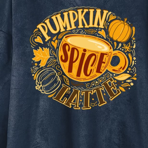 Pumpkin Spice Latte Emblem Sign Hooded Wearable Blanket