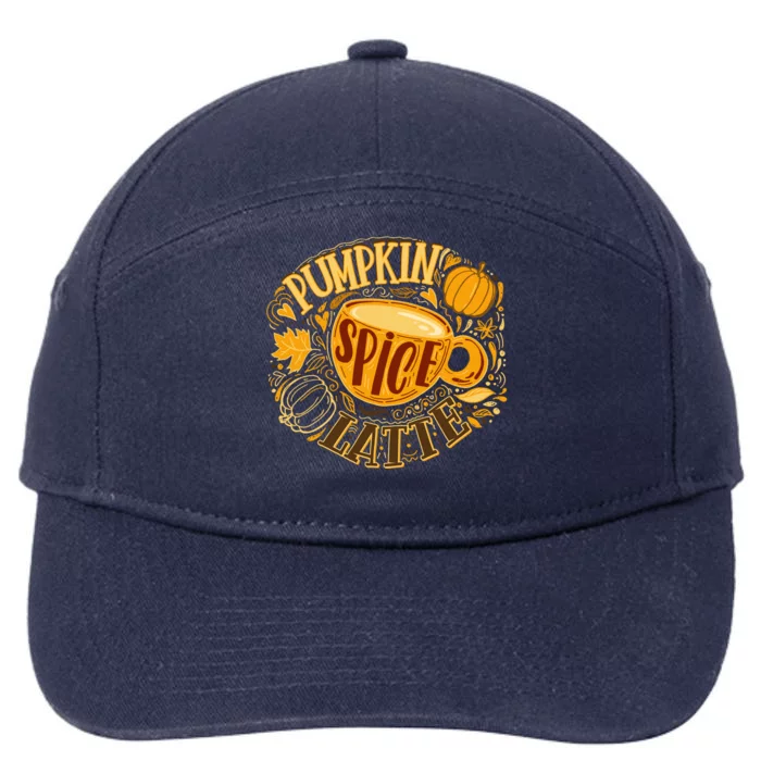 Pumpkin Spice Latte Emblem Sign 7-Panel Snapback Hat