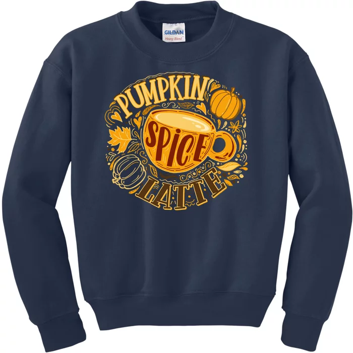 Pumpkin Spice Latte Emblem Sign Kids Sweatshirt