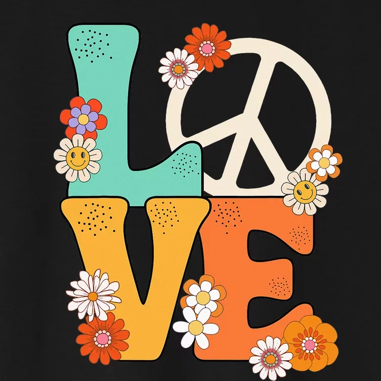 Peace Sign Love 60 s 70s Outfits For Women's Crop Top Tee