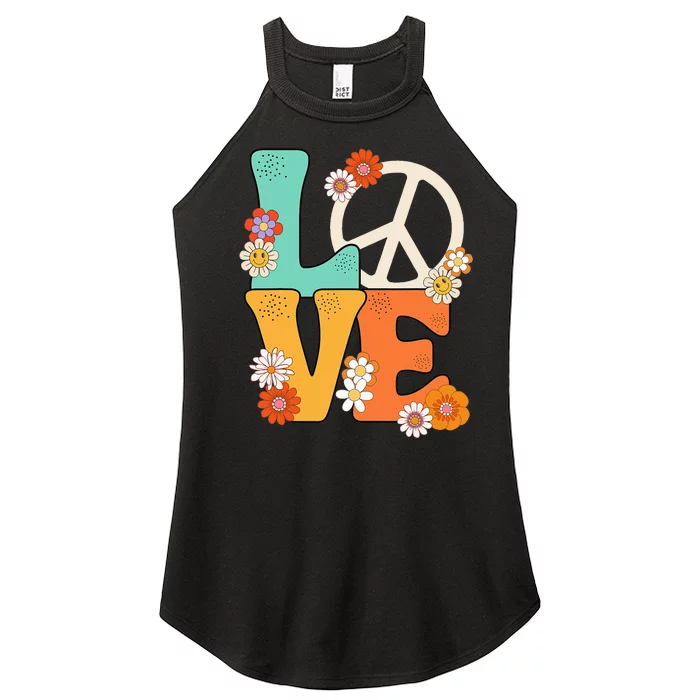 Peace Sign Love 60 s 70s Outfits For Women’s Perfect Tri Rocker Tank