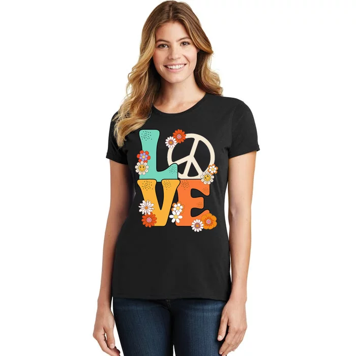 Peace Sign Love 60 s 70s Outfits For Women's T-Shirt