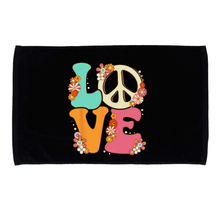 Peace Sign Love 60s 70s Costume Groovy Hippie Theme Party Microfiber Hand Towel