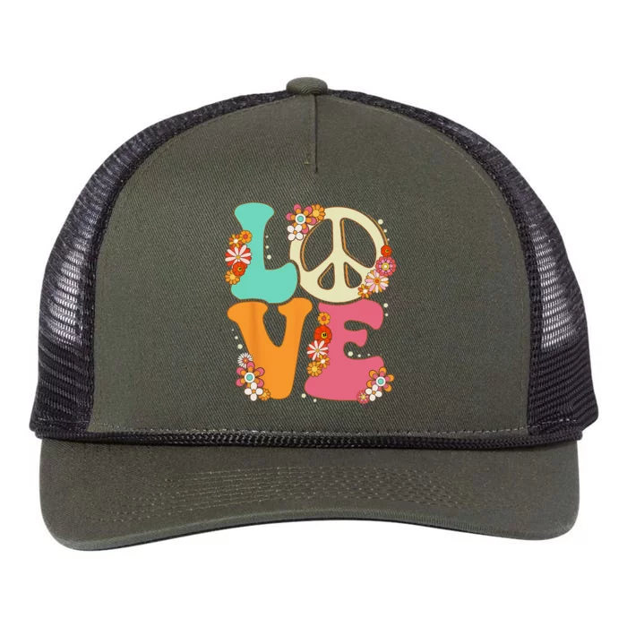 Peace Sign Love 60s 70s Costume Groovy Hippie Theme Party Retro Rope Trucker Hat Cap