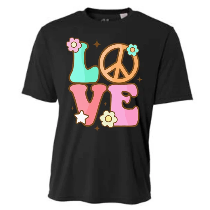 Peace Sign Love 60s 70s Costume Groovy Hippie Theme Party Cooling Performance Crew T-Shirt