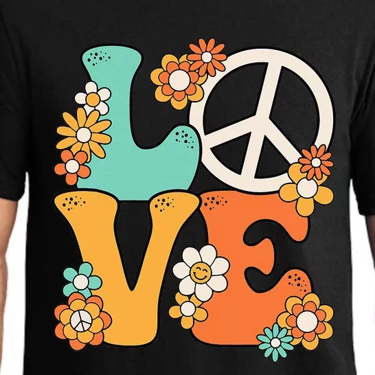 Peace Sign Love 60s 70s Groovy Hippie Theme Party Pajama Set