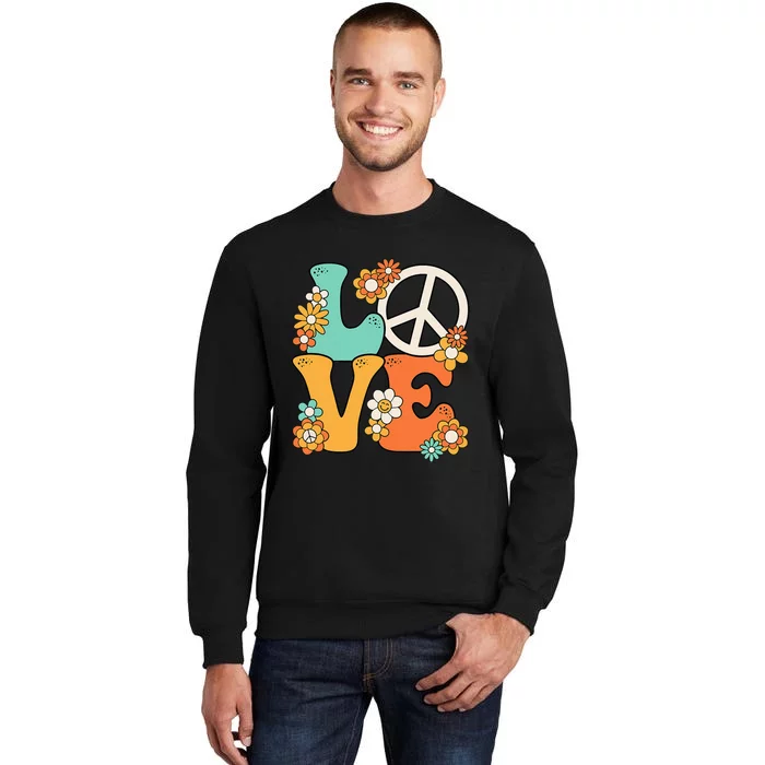 Peace Sign Love 60s 70s Groovy Hippie Theme Party Tall Sweatshirt