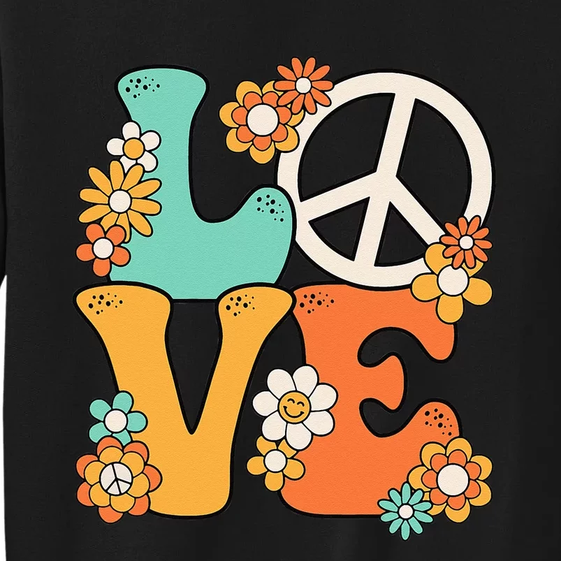 Peace Sign Love 60s 70s Groovy Hippie Theme Party Tall Sweatshirt