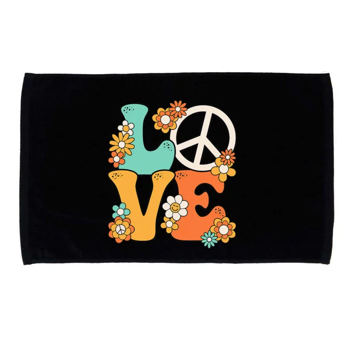 Peace Sign Love 60s 70s Groovy Hippie Theme Party Microfiber Hand Towel