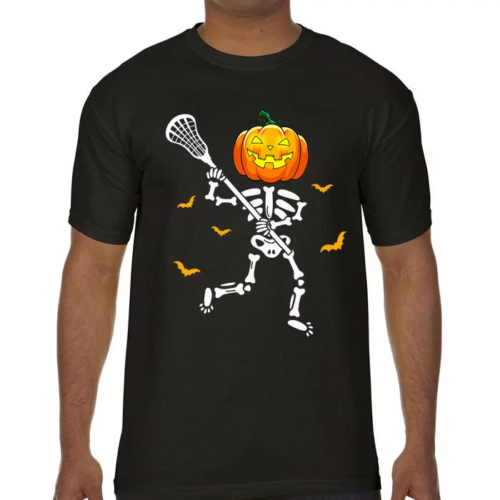 Pumpkin Skeleton Lacrosse Halloween Comfort Colors T-Shirt