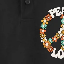 Peace Sign Love 60s 70s Groovy Hippie Theme Party Dry Zone Grid Performance Polo