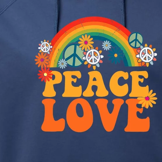 Peace Sign Love 60s 70s Tie Dye Hippie Halloween Gift Performance Fleece Hoodie