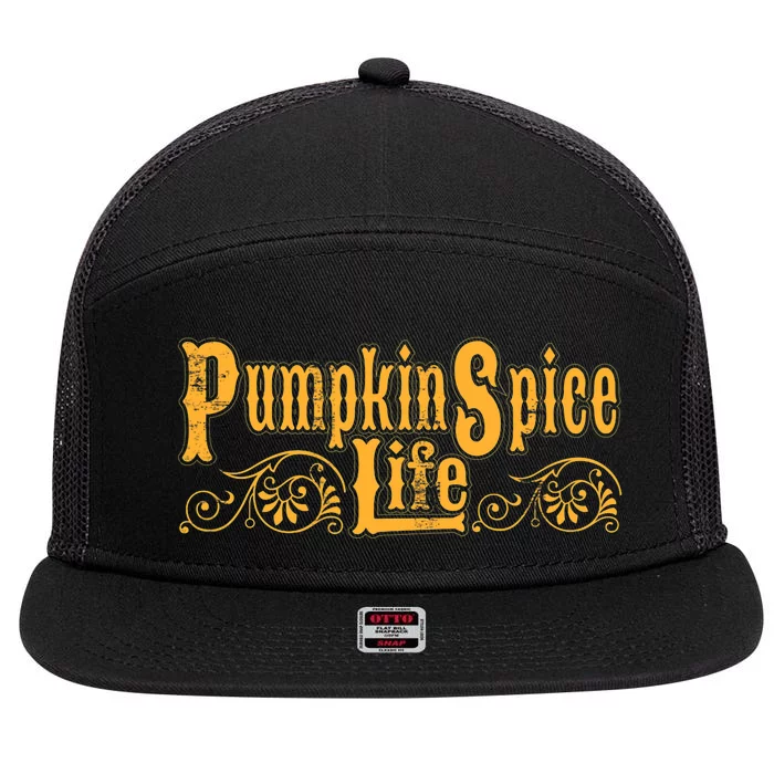 Pumpkin Spice Life 7 Panel Mesh Trucker Snapback Hat