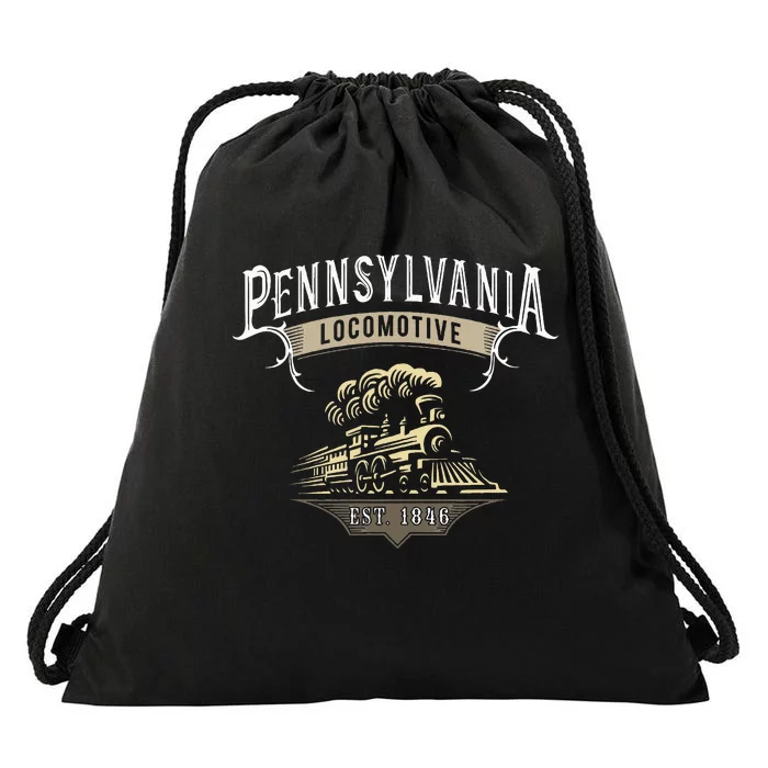 Pennsylvania Steam Locomotive Train Drawstring Bag