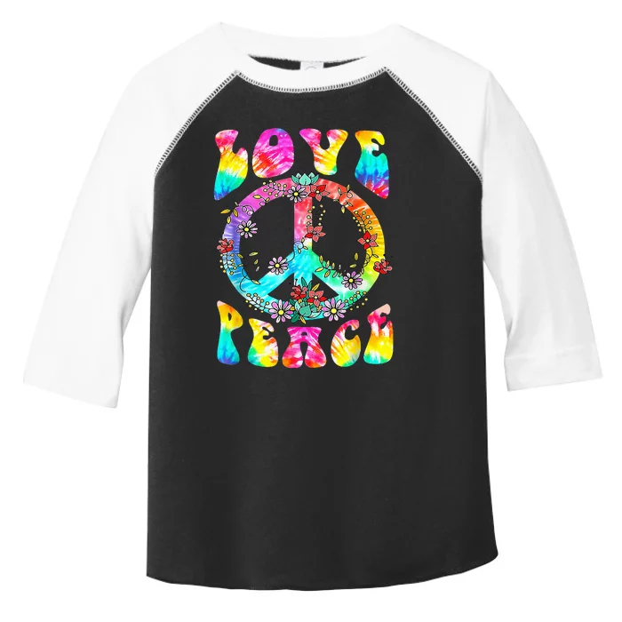 Peace Sign Love 60's 70's Tie Dye Hippie Costume Toddler Fine Jersey T-Shirt