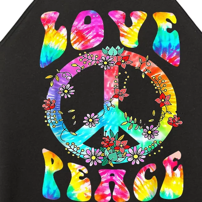 Peace Sign Love 60's 70's Tie Dye Hippie Costume Women’s Perfect Tri Rocker Tank