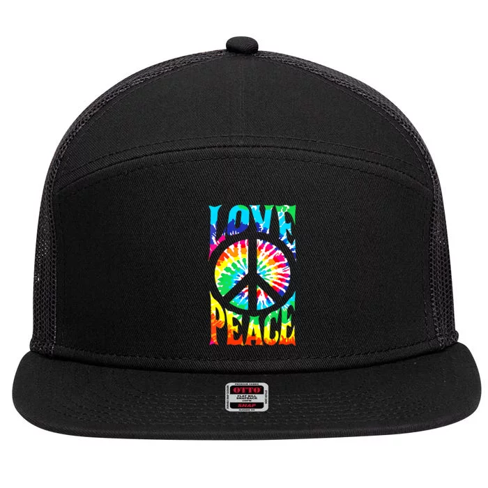 Peace Sign Love 60S 70S Tie Dye Hippie Costume 7 Panel Mesh Trucker Snapback Hat