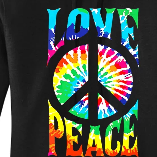 Peace Sign Love 60S 70S Tie Dye Hippie Costume Women's Pullover Hoodie