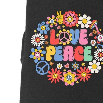 Peace Sign Love 60s 70s Love Peace Hippie Costume Doggie 3-End Fleece Hoodie