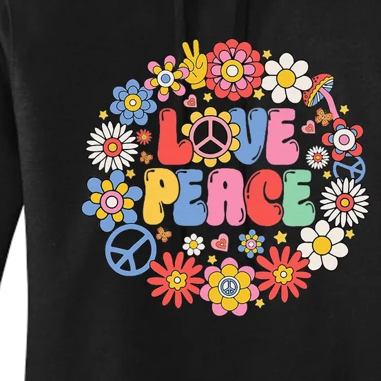 Peace Sign Love 60s 70s Love Peace Hippie Costume Women's Pullover Hoodie