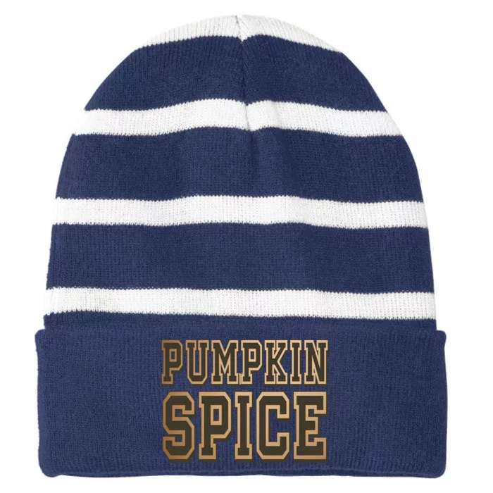 Pumpkin Spice Lover Fall Striped Beanie with Solid Band