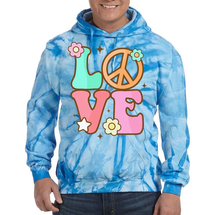 Peace Sign Love 60s 70s Costume Groovy Hippie Theme Party Tie Dye Hoodie