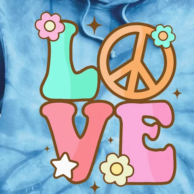 Peace Sign Love 60s 70s Costume Groovy Hippie Theme Party Tie Dye Hoodie