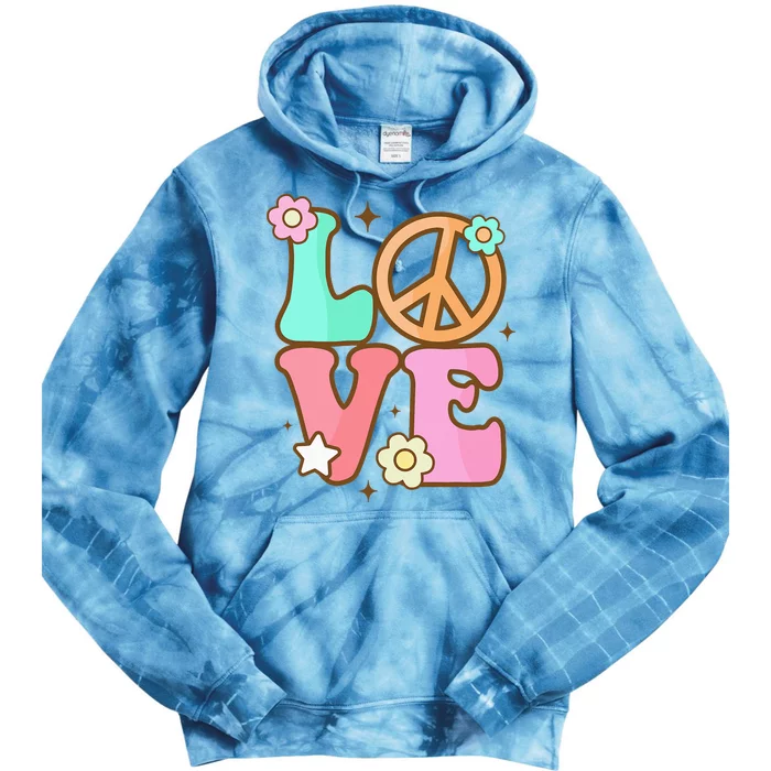 Peace Sign Love 60s 70s Costume Groovy Hippie Theme Party Tie Dye Hoodie