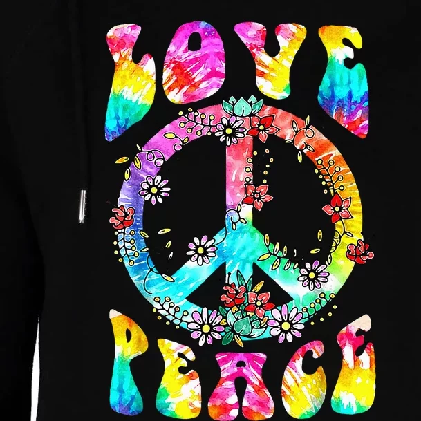 Peace Sign Love 60's 70's Tie Dye Hippie Costume Womens Funnel Neck Pullover Hood