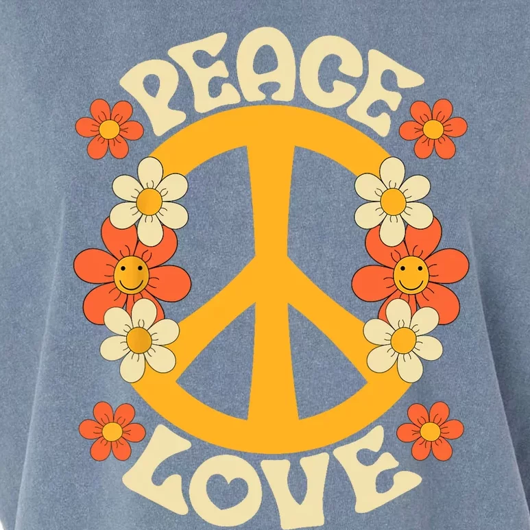 Peace Sign Love 60s 70s Costume 70 Theme Party Groovy Hippie Garment-Dyed Women's Muscle Tee