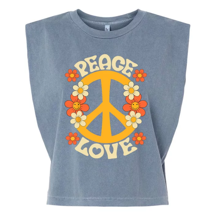 Peace Sign Love 60s 70s Costume 70 Theme Party Groovy Hippie Garment-Dyed Women's Muscle Tee