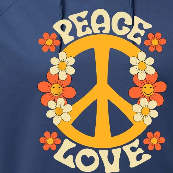 Peace Sign Love 60s 70s Costume 70 Theme Party Groovy Hippie Performance Fleece Hoodie