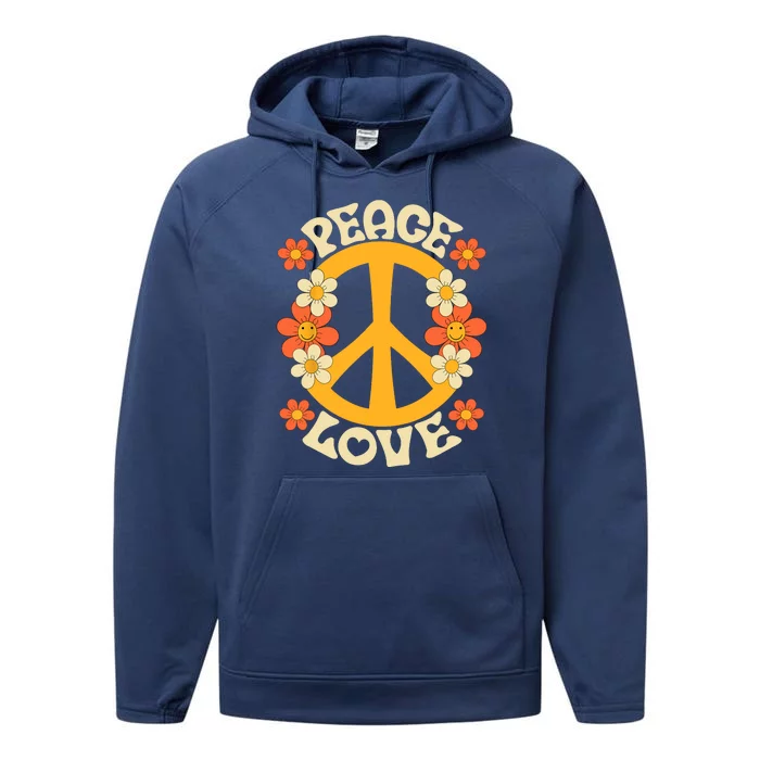 Peace Sign Love 60s 70s Costume 70 Theme Party Groovy Hippie Performance Fleece Hoodie