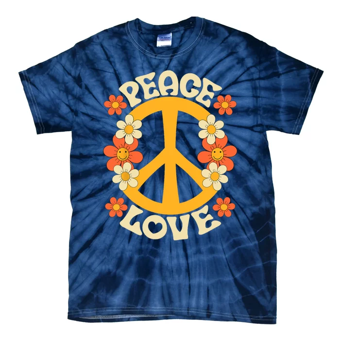 Peace Sign Love 60s 70s Costume 70 Theme Party Groovy Hippie Tie-Dye T-Shirt