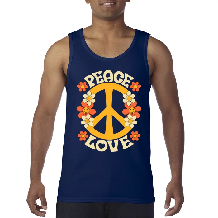 Peace Sign Love 60s 70s Costume 70 Theme Party Groovy Hippie Tank Top